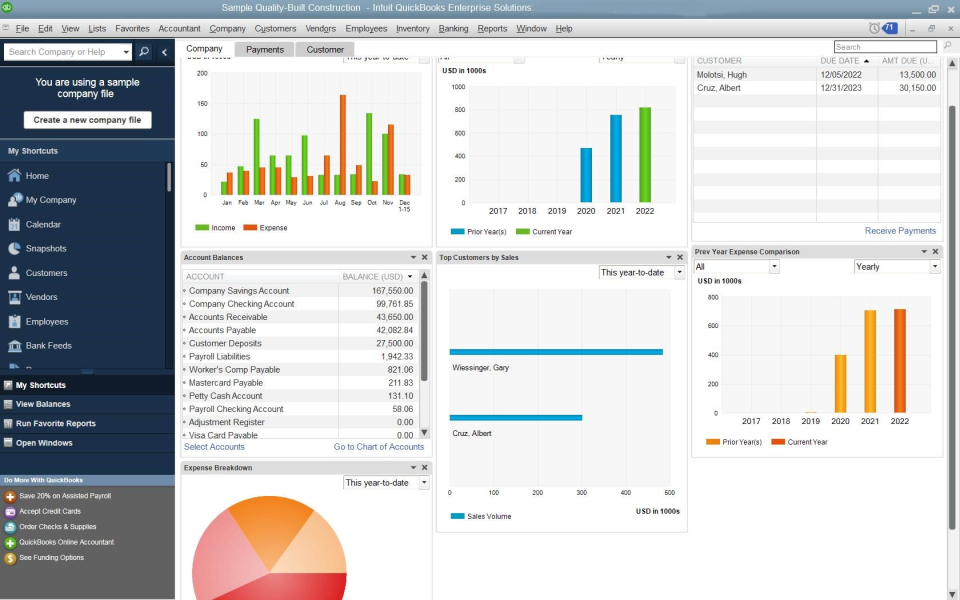 QuickBooks Desktop Enterprise 2023 5 User USA No Subscription Digital Download