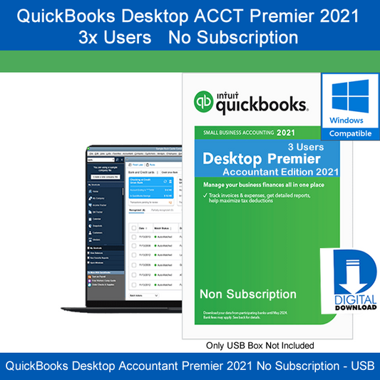 QuickBooks Desktop Premier ACCT 2021 3 Users No Subscription Digital Download