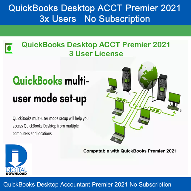 QuickBooks Desktop Premier ACCT 2021 3 Users No Subscription Digital Download