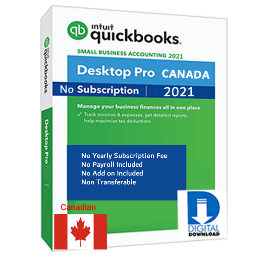 QuickBooks Pro Desktop 2021 Canada 1 user No Subscription Digital Download