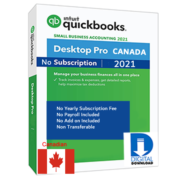 QuickBooks Pro Desktop 2021 Canada 1 user No Subscription Digital Download