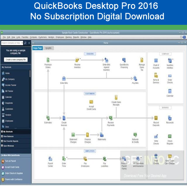 QuickBooks Desktop Pro 2016 No Subscription Digital Download