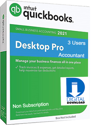 QuickBooks Desktop Pro ACCT 2021 3 Users No Subscription Digital Download