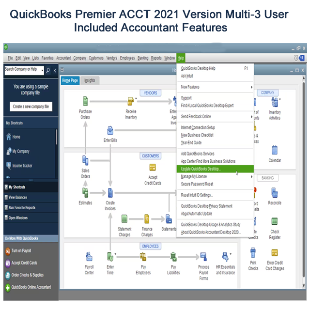 QuickBooks Desktop Premier ACCT 2021 3 Users No Subscription Digital Download