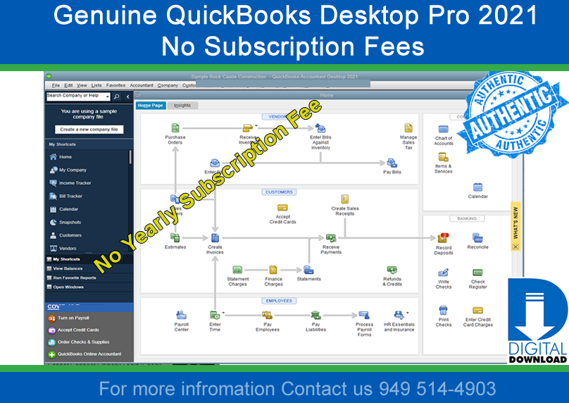 QuickBooks Pro Desktop 2021 1 User No Subscription Digital Download